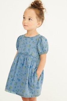 Blue Floral Puff Sleeve Denim Dress (3mths-7yrs) (218062) | $15 - $18