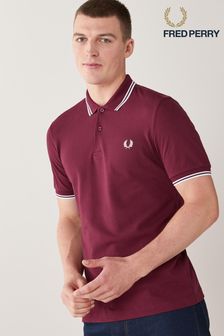 Port/White - Fred Perry Mens Twin Tipped Polo Shirt (218105) | MYR 390