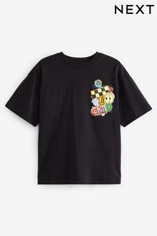 Black Stickers Oversized Fit Short Sleeve Graphic T-Shirt (3-16yrs) (218640) | OMR4 - OMR5