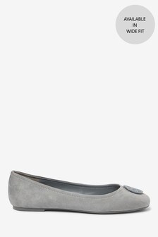 Ballerines en cuir avec élément métallisé