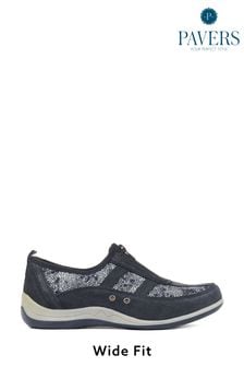 Pavers Navy Floral Pavers Wide Fit Trainers (219670) | $57