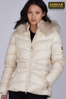 Barbour® International Hooded Faux Fur Trim Checkside Padded Jacket (219785) | 74 €