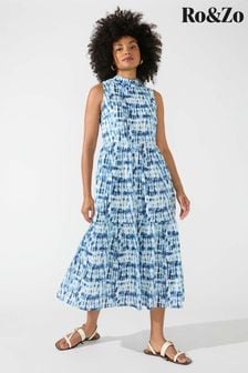 Ro&Zo - Blue Printed Tiered Dress (219873) | €58