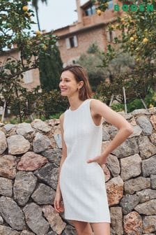 Blanc - Robe mini-robe Boden en maille à encolure dégagée dans le dos (220198) | €72