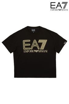 Черный - Черная футболка для мальчиков с логотипом Emporio Armani Ea7 (220247) | €60