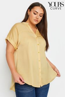 Yours Curve Gold Half Placket Blouse (221045) | AED139