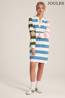 Joules Sophia Multi Striped Cotton Rugby Shirt Dress (221134) | $103