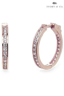 Ivory & Co Rose Gold Copenhagen And Crystal Hoop Earrings (221397) | 198 QAR