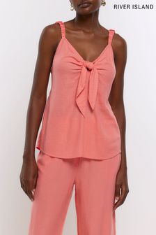 River Island Pink Scrunchie Tie Front Cami Top (221779) | €14.50