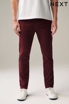 Jagodowo czerwony - Wąskie - Spodnie typu chino ze stretchem (221978) | 101 zł