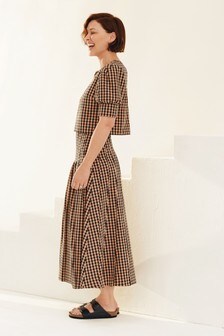 Jupe Emma Willis coupe mi-longue à imprimé vichy