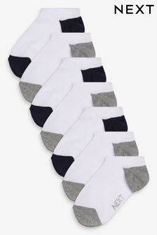 White 7 Pack No Show Cotton Rich Trainer Socks (222133) | $22 - $28