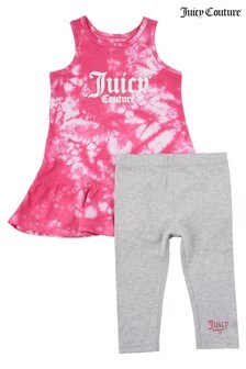 Juicy Couture Kleid in Knüpfbatik mit verdrehtem Detail am Rücken und Leggings im Set, Pink (222433) | 38 €