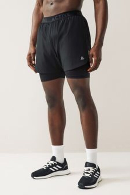Noir 2-en-1 avec legging - Shorts Active Gym & Running (222791) | €23