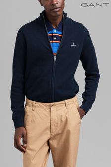 Gant Piqué-Strickjacke aus Baumwolle mit Reißverschluss, blau (222944) | 161 €