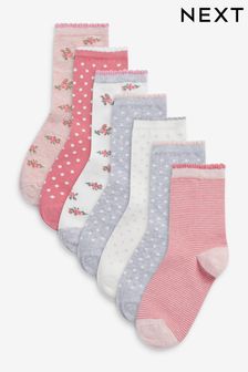 Pink 7 Pack Cotton Rich Pretty Ankle Socks (223327) | HK$74 - HK$83
