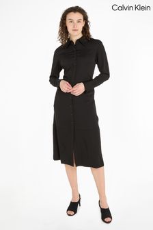 Черное платье-рубашка из переработанного полиэстера Calvin Klein (223576) | €149