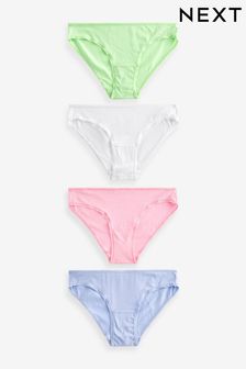 Pink/Lilac/Green/White Bikini Cotton Rich Knickers 4 Pack (223893) | €10