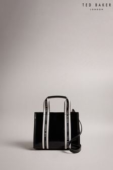 Ted Baker Celiane Branded Webbing Patent Small Tote Black Bag (224144) | €140