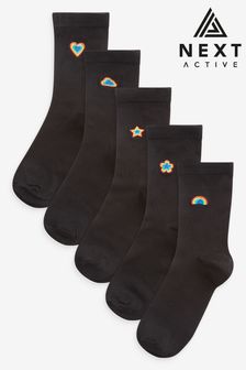 Rainbow Embroidered Motif Ankle Socks 5 Pack (224215) | €8.50