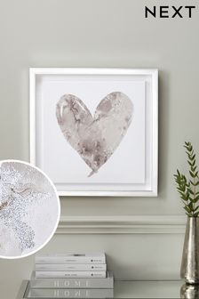 Silver Heart Framed Canvas Wall Art (224413) | AED88