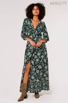 Apricot Green Floral Border Wrap Maxi Dress (224513) | €58
