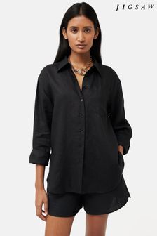 أسود - Jigsaw Linen Relaxed Shirt (224815) | 631 ر.س