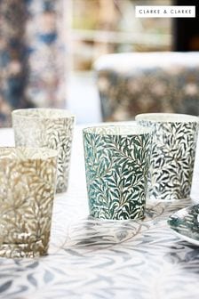 Clarke and Clarke Set of 4 Teal Blue William Morris Designs Willow Boughs Tumbler Glasses (225088) | €47