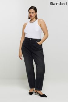 River Island Black Mom Curve High Rise Jeans (225164) | AED295