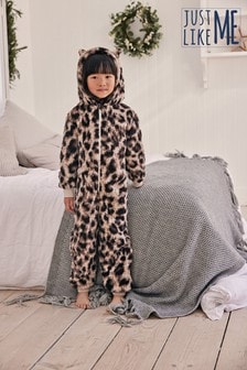 Natural Turquoise Blue Leopard Fleece All-In-One (1.5-16yrs) (225275) | €25 - €35