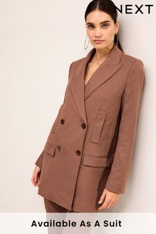 Camel Brown Tailored Twill Double Breasted Blazer (225397) | 229 SAR