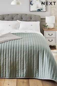 Sage Green Reversible Cotton Rich Bedspread (225630) | €39 - €59