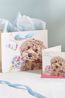 White Cockapoo Gift Bag and Card Set