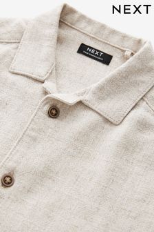 Neutral Short Sleeve Revere Collar Linen Shirt (3mths-7yrs) (226052) | OMR5 - OMR6