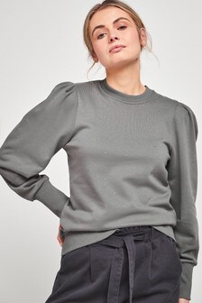 Sweat orné manches bouffantes