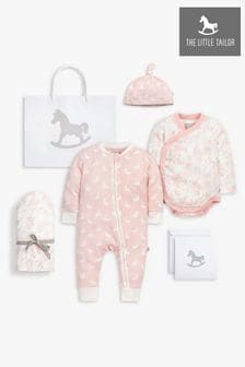 粉色 - The Little Tailor Welcome Little Baby Easter Bunny Print 4 Piece Gift Set (226599) | NT$2,570