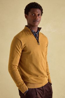 צהוב כהה - Joules Hillside Quarter Zip Knit Jumper (226645) | ‏301 ‏₪