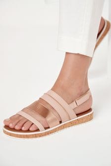 Rose Gold Regular/Wide Fit Forever Comfort® Cork Effect Flatform Sandals (226957) | €14