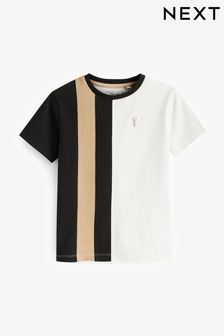 Black/White Textured Colourblock Short Sleeve T-Shirt (3-16yrs) (227371) | SGD 11 - SGD 17