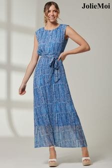 Jolie Moi Blue Front Tie Sleeveless Maxi Dress (227481) | 272 QAR