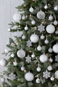 Súprava 50 bielych nerozbitných vianočných gúľ