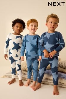 أزرق/أزرق داكن - 3 Pack Snuggle 100% Cotton Pyjamas (9mths-10yrs) (228087) | ‏137 ر.س.‏ - ‏173 ر.س.‏