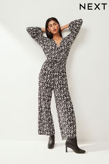 Long Sleeve Plisse Jumpsuit