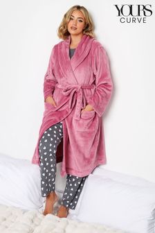 Yours Curve Pink Stitch Detail Shawl Collar Robe (228533) | LEI 131