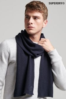 Superdry Blue Knitted Logo Scarf (229707) | $51