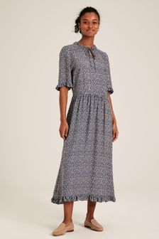 Синий - Платье миди с цветочным принтом и оборками Joules Layla (229864) | €73