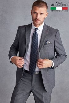 Grey Tailored Signature TG Di Fabio Wool Rich Puppytooth Suit Jacket (230245) | SGD 243