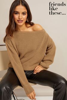 Friends Like These Camel Petite Off The Shoulder Jumper (230248) | ￥5,990
