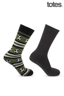 Totes Green Mens Toasties Original Slipper Socks Pack Of 2 (230324) | AED78