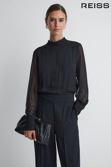 Reiss Black Magda Sheer Fitted Jumpsuit (230348) | 365 €